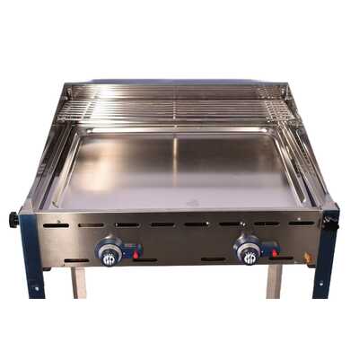 Grill Green Fire 2-palnikowy, HENDI, Profi Line, Emaliowana patelnia żeliwna i ruszt GN 1/1, 11,6kW, 740x615x(H)825mm(Outlet) - 8065 - Kod:149508