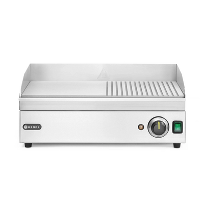 Płyta grillowa elektryczna Kitchen Line, 1/2 gładka 1/2 ryflowana, 2.4 kW, 51,8x33 cm Hendi, kod 154946 (NL26 Horeca)
